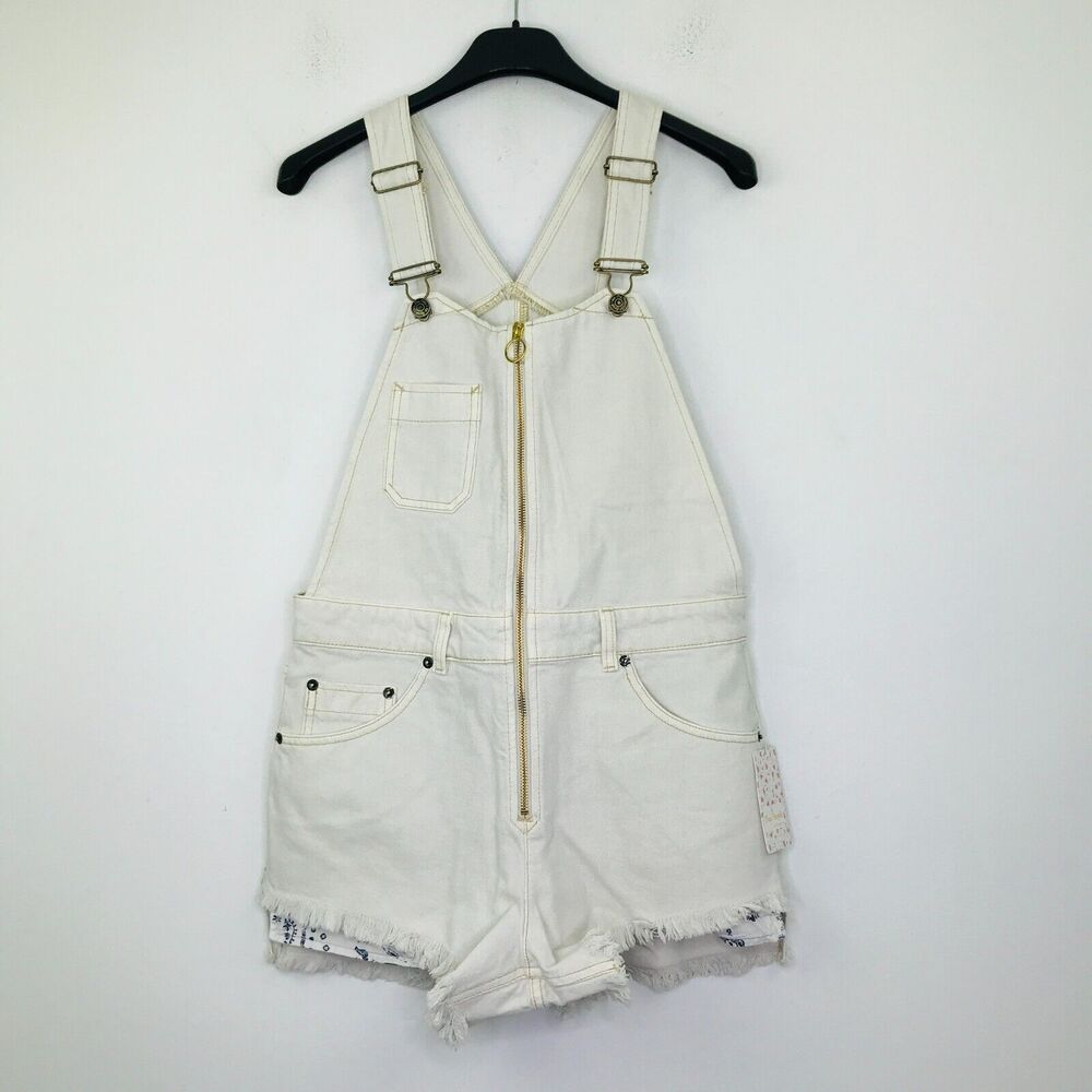 We The Free Women's 2 Overalls Off White Sunkissed Zip Front Shortall NWT BY26